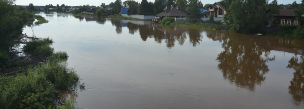 Ночью уровень воды в Иньве поднимался до отметки 550 см. Утром начался спад